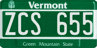 VT license plate ZCS655