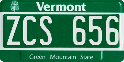 VT license plate ZCS656