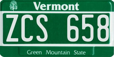 VT license plate ZCS658