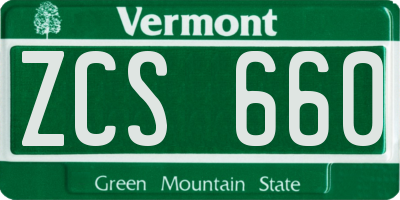 VT license plate ZCS660