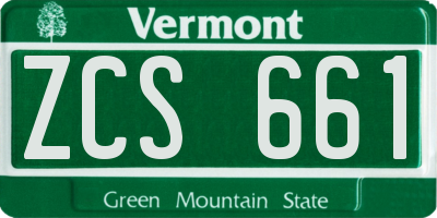 VT license plate ZCS661