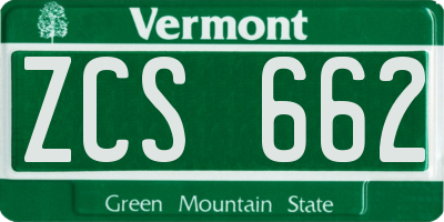 VT license plate ZCS662