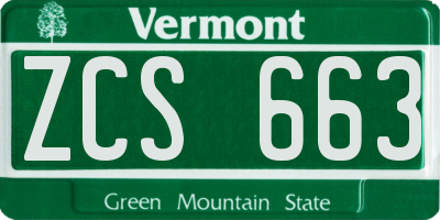 VT license plate ZCS663