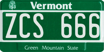 VT license plate ZCS666