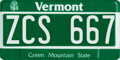 VT license plate ZCS667