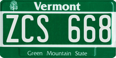 VT license plate ZCS668