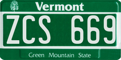 VT license plate ZCS669