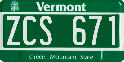 VT license plate ZCS671