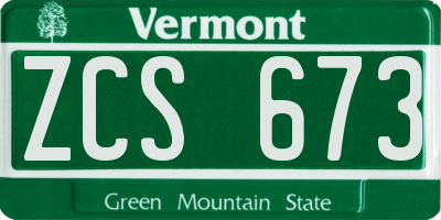 VT license plate ZCS673