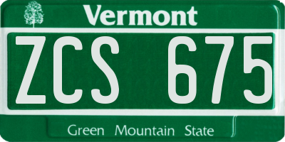 VT license plate ZCS675