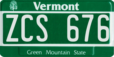 VT license plate ZCS676