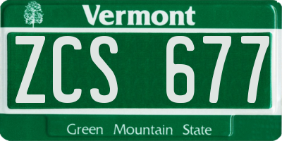 VT license plate ZCS677