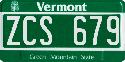 VT license plate ZCS679