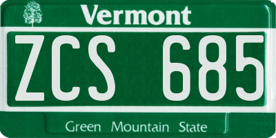 VT license plate ZCS685