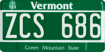 VT license plate ZCS686