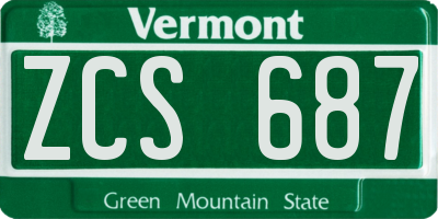 VT license plate ZCS687