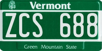 VT license plate ZCS688