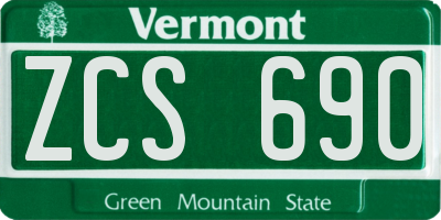 VT license plate ZCS690