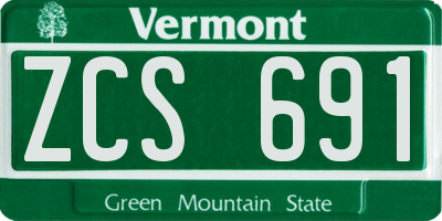 VT license plate ZCS691