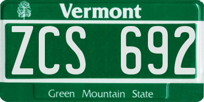 VT license plate ZCS692