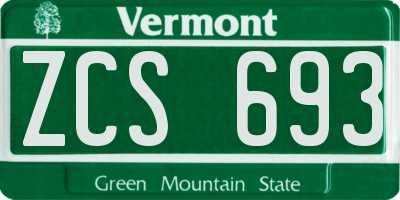 VT license plate ZCS693