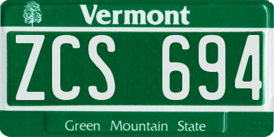 VT license plate ZCS694
