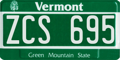 VT license plate ZCS695