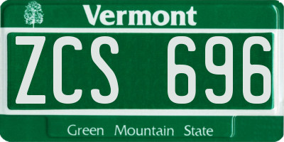 VT license plate ZCS696