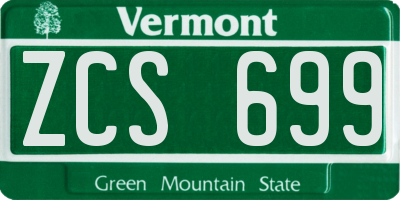 VT license plate ZCS699