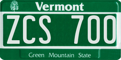 VT license plate ZCS700