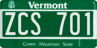 VT license plate ZCS701