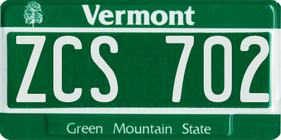 VT license plate ZCS702