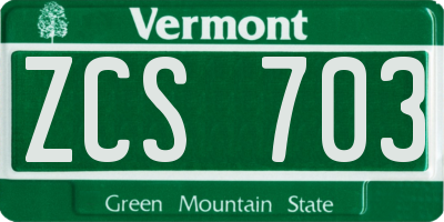 VT license plate ZCS703