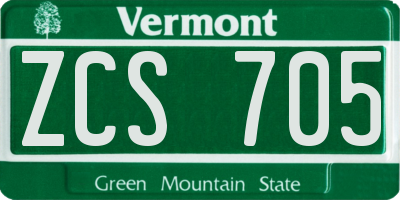 VT license plate ZCS705