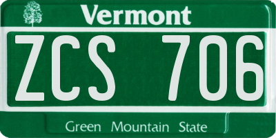 VT license plate ZCS706