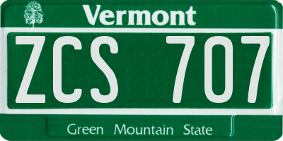 VT license plate ZCS707