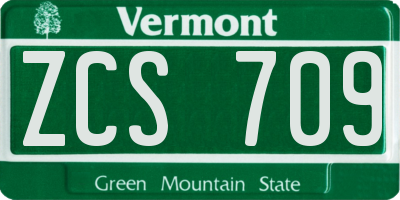 VT license plate ZCS709