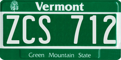 VT license plate ZCS712