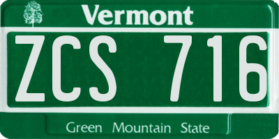 VT license plate ZCS716