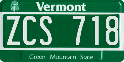 VT license plate ZCS718