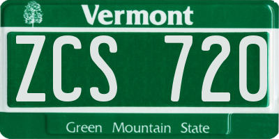VT license plate ZCS720