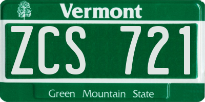 VT license plate ZCS721