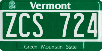 VT license plate ZCS724