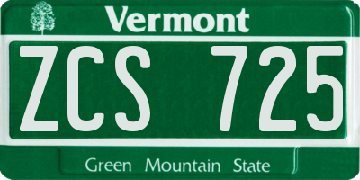 VT license plate ZCS725