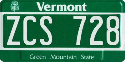 VT license plate ZCS728