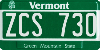 VT license plate ZCS730