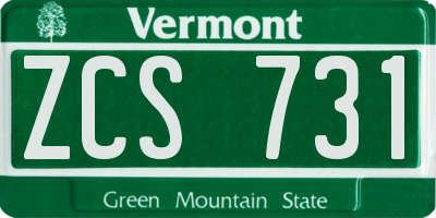 VT license plate ZCS731