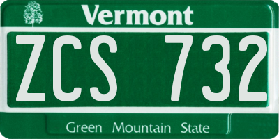 VT license plate ZCS732