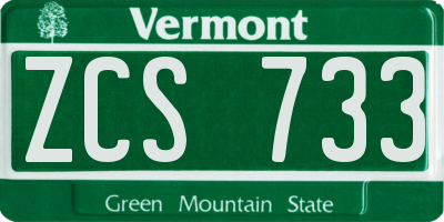 VT license plate ZCS733