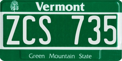 VT license plate ZCS735